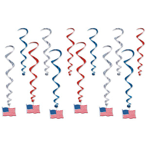 American Flag Party Whirls - Bulk 72 Pack