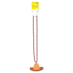 Bulk Bead Necklaces with Sombrero Medallion (Case of 12) by Beistle