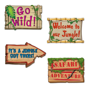 Jungle Party Sign Cutouts - Bulk 48 Pack