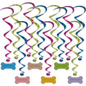 Dog Birthday Party Whirls - Bulk 72 Pack