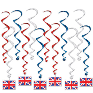 British Flag Party Whirls - Bulk 72 Pack