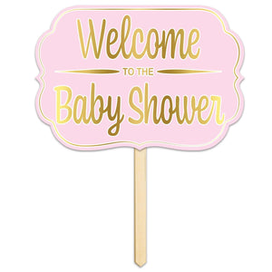 Foil Welcome To The Baby Shower Yard Sign- Pink - Bulk 6 Pack