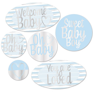 Foil Welcome Baby Cutouts - Boy - Bulk 72 Pack