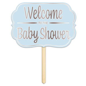 Foil Welcome To The Baby Shower Yard Sign- Blue - Bulk 6 Pack