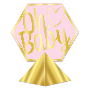 3-D Foil Oh Baby Centerpiece - Girl - Bulk 12 Pack