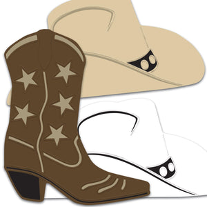 Bulk Foil Cowboy Hat & Boot Silhouettes (Case of 48) by Beistle