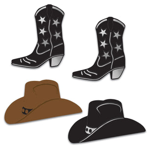 Foil Cowboy Hat/Boot Silhouettes - Bulk/48 Silhouettes