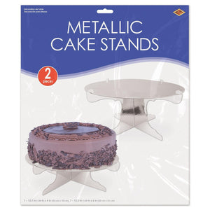 Bulk Metallic Cake Stands - Silver (Case of 24) by Beistle