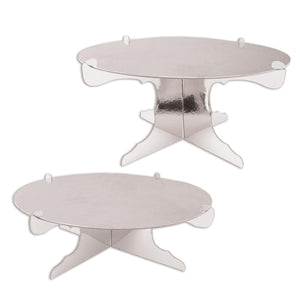 Metallic Party Cake Stands - Silver - Bulk 24 Pack