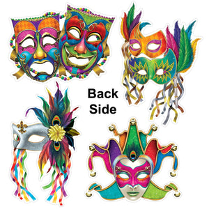 Bulk Foil Mardi Gras Mask Cutouts (Case of 48) by Beistle