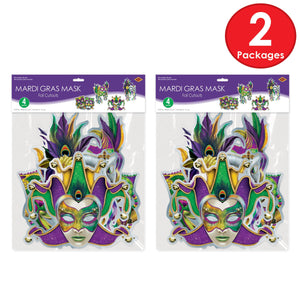 Bulk Foil Mardi Gras Mask Cutouts (Case of 48) by Beistle