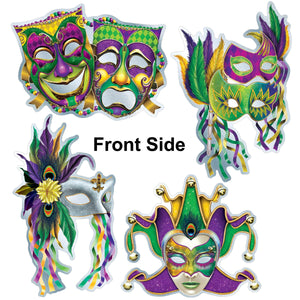 Bulk Foil Mardi Gras Mask Cutouts (Case of 48) by Beistle