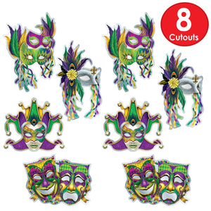 Bulk Foil Mardi Gras Mask Cutouts (Case of 48) by Beistle