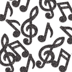 Bulk Musical Note Deluxe Sparkle Confetti - black (12 Packages) by Beistle