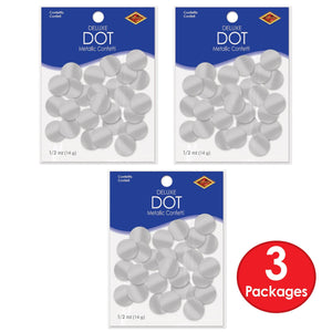 Bulk Metallic Deluxe Dot Confetti - silver (12 Packages) by Beistle