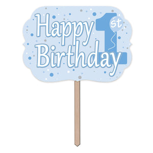 1st Birthday Party Yard Sign - Blue - Bulk 6 Pack