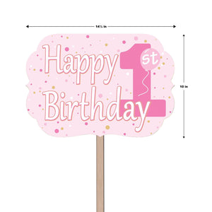 Bulk 1st Birthday Yard Sign - Pink (Case of 6) by Beistle