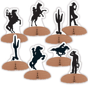 Western Silhouette Mini Party Centerpieces - Bulk 96 Pack