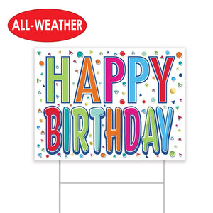 Bulk Plastic Happy Birthday Yard Sign (Case of 6) by Beistle