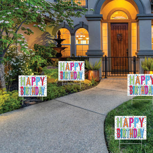 Bulk Plastic Happy Birthday Yard Sign (Case of 6) by Beistle