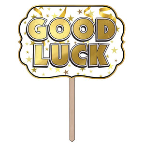 Foil "Good Luck" Party Yard Sign - Bulk 6 Pack