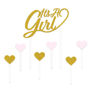 It's A Girl Cake Topper - Bulk 12 Pack