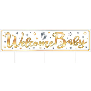 Plastic Jumbo Welcome Baby Yard Sign - Bulk 6 Pack