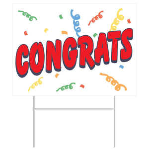 Plastic Congrats Party Yard Sign - Bulk 6 Pack