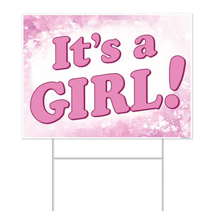 Plastic It's A Girl! Yard Sign - Bulk 6 Pack