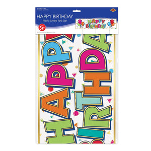 Bulk Plastic Jumbo Happy Birthday Yard Sign (Case of 6) by Beistle