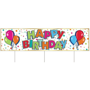 Plastic Jumbo Happy Birthday Party Yard Sign- Multicolor - Bulk 6 Pack