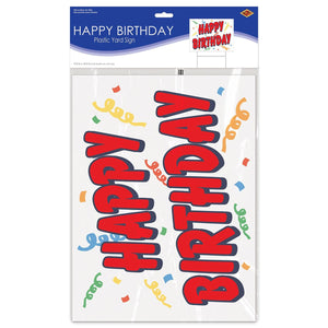 Bulk Plastic Happy Birthday Yard Sign (Case of 6) by Beistle