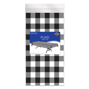 Bulk Plaid Tablecover - Black & White (Case of 12) by Beistle