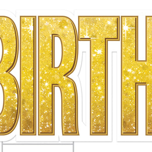 Bulk Plastic Jumbo Happy Birthday Yard Sign Set - Gold (Case of 4) by Beistle