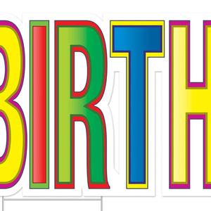 Bulk Plastic Jumbo Happy Birthday Yard Sign Set - Multi-Color (Case of 4) by Beistle