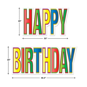 Bulk Plastic Jumbo Happy Birthday Yard Sign Set - Multi-Color (Case of 4) by Beistle