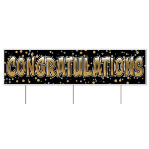 Plastic Jumbo "Congratulations" Party Yard Sign - Bulk 6 Pack