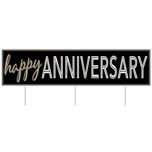 Plastic Jumbo Happy Anniv Yard Sign - Bulk 6 Pack