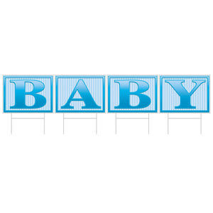 Plastic Baby Yard Sign- Blue - Bulk 6 Pack