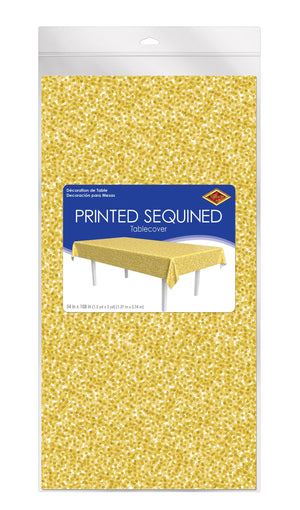 Bulk Printed Sequined Tablecover - Gold (Case of 12) by Beistle