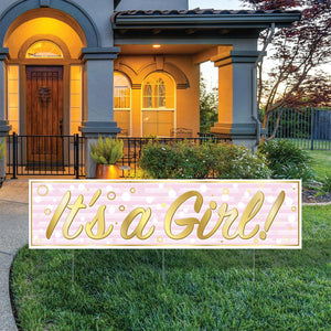 Bulk Plastic Jumbo It's A Girl! Yard Sign (Case of 6) by Beistle