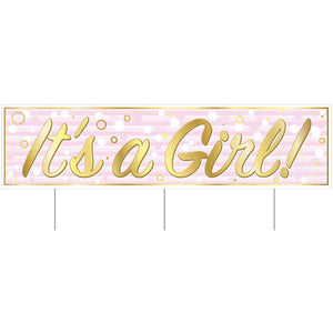 Plastic Jumbo It's A Girl! Yard Sign - Bulk 6 Pack