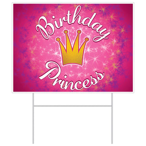 Plastic Birthday Party Princess Yard Sign - Bulk 6 Pack