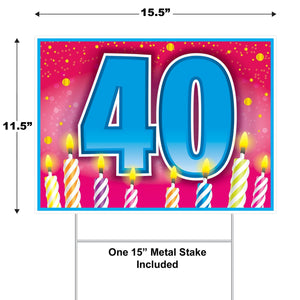 Bulk Plastic 40 Birthday Yard Sign (Case of 6) by Beistle