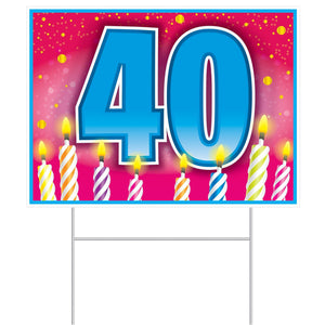 Plastic 40th Birthday Party Yard Sign - Bulk 6 Pack