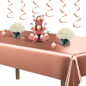 Bulk Rose Gold Metallic Rectangular Tablecover (12 Pkgs Per Case) by Beistle