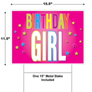 Bulk Plastic Birthday Girl Yard Sign (Case of 6) by Beistle