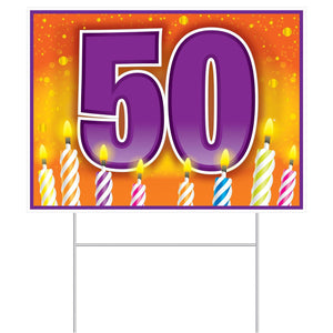 Plastic 50th Birthday Party Yard Sign - Bulk 6 Pack