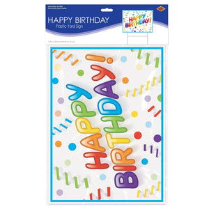 Bulk Plastic Happy Birthday Yard Sign (Case of 6) by Beistle