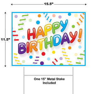 Bulk Plastic Happy Birthday Yard Sign (Case of 6) by Beistle